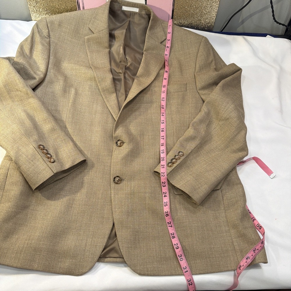 Lauren Ralph Lauren Blazer Vintage 46 R Carmel Polyester Suit Jacket Sport Coat - Picture 12 of 14